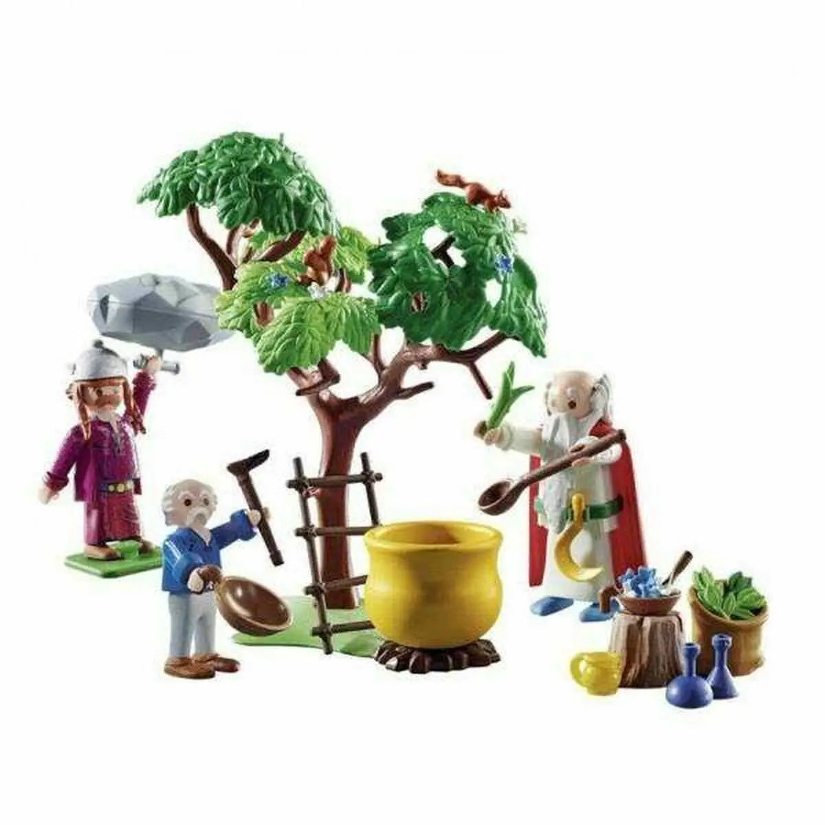 Playmobil 70933 astérix spielset mit großem grünen baum und 57 bunten figuren aus kunststoff für rollenspiele