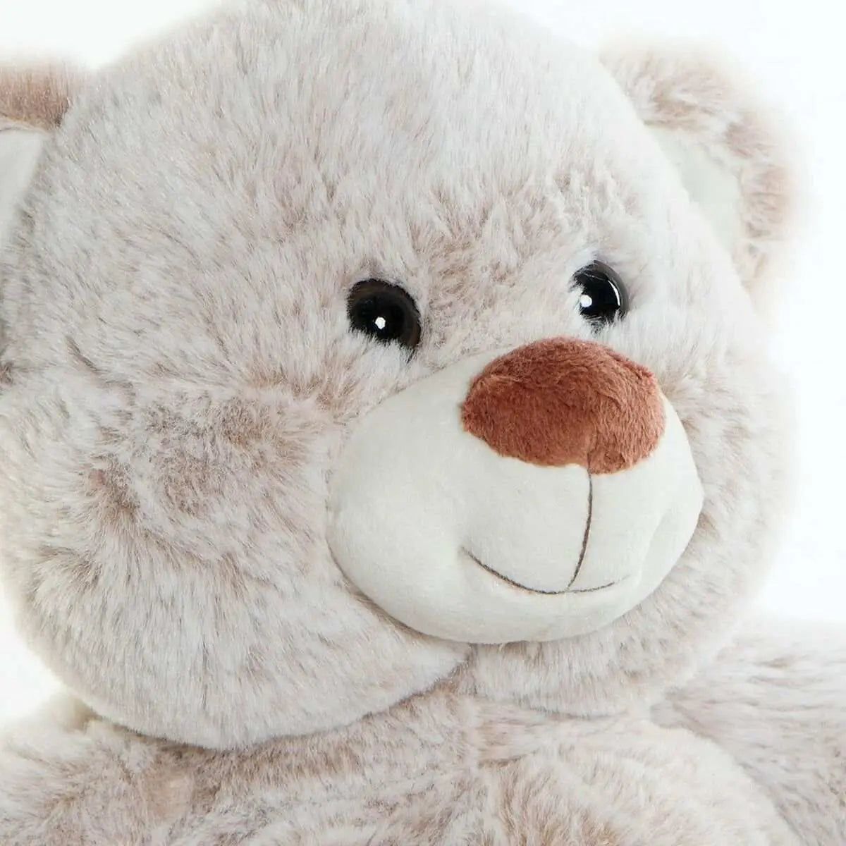 Plüschtier braun beige bär aus kunststoff mit weichem fell und brauner gesteppter nase kuscheltier für kinder und erwachsene