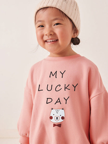 Spring And Autumn Girls Cute Cartoon Print Long Sleeves Top T-Shirt And Floral Pants Clothing Set-4