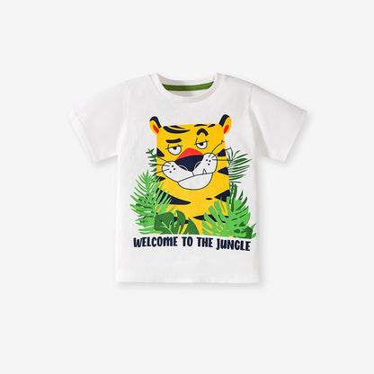 Summer Baby Kids Tiger Cartoon Pattern T-shirt and Shorts Clothing Set for Boys-1