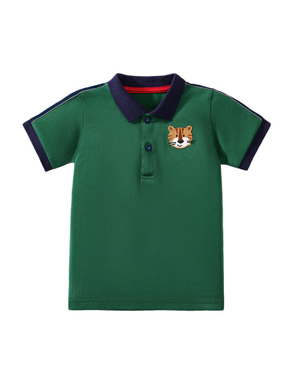 Arrival Baby Kids Boys Little Tiger Logo Short Sleeves Polo Shirt-0