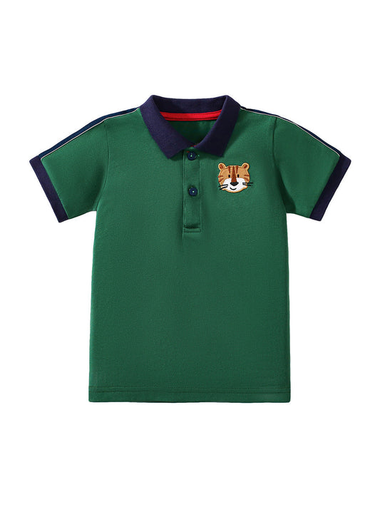 Arrival Baby Kids Boys Little Tiger Logo Short Sleeves Polo Shirt-0