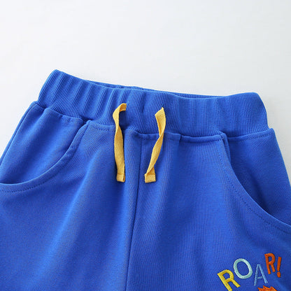 Summer New Arrival Kids Boys Cotton Casual Style Cartoon Lion and Letters Pattern Shorts-2