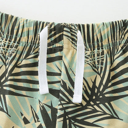 Summer Baby Kids Jungle Animals Cartoon Pattern T-shirt and Shorts Clothing Set for Boys-2