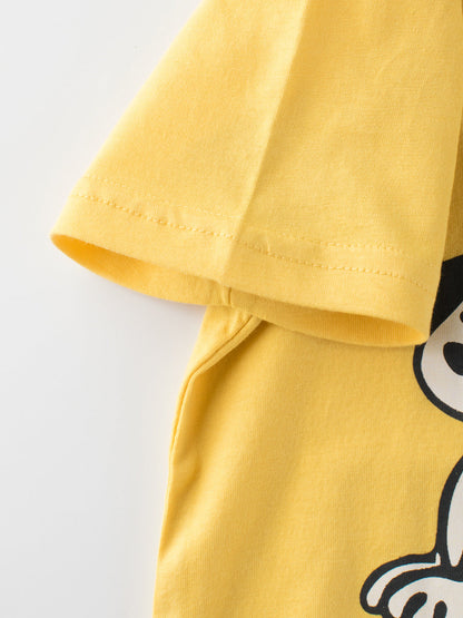 Boys’ Dogs Cartoon And Letters Print T-Shirt In European And American Style-3