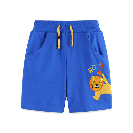 Summer New Arrival Kids Boys Cotton Casual Style Cartoon Lion and Letters Pattern Shorts-0