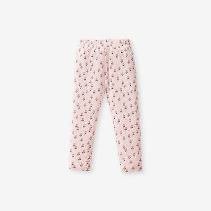 Spring And Autumn Girls Cute Cartoon Print Long Sleeves Top T-Shirt And Floral Pants Clothing Set-3