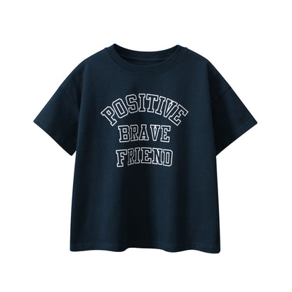Boys and Girls’ Letters Print T-shirt in European and American Style-0