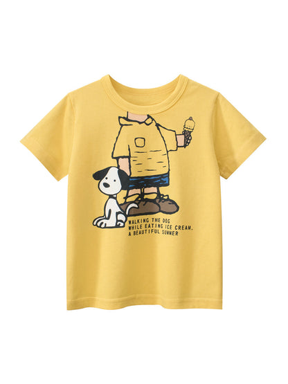 Boys’ Dogs Cartoon And Letters Print T-Shirt In European And American Style-5
