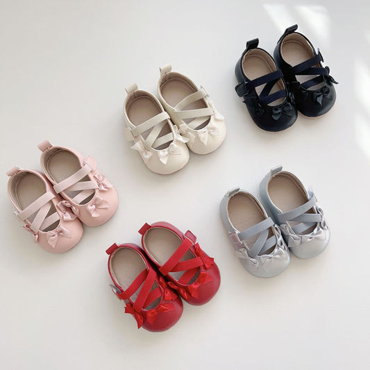 Spring Baby Girl Fashion Butterfly-bows Pattern Toddler Soft-Sole Anti-slip Walking Shoes-0