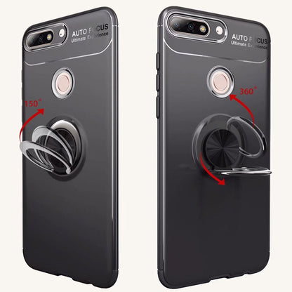 NALIA Ringhülle für Huawei Y7 (2018) – Ring-Ständer 360° & für Magnet-Halter – GRIP360 (Mattiertes Silikon Case) – Marke aus Berlin