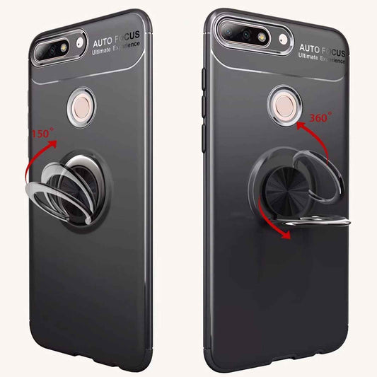 NALIA Ringhülle für Huawei Y7 (2018) – Ring-Ständer 360° & für Magnet-Halter – GRIP360 (Mattiertes Silikon Case) – Marke aus Berlin