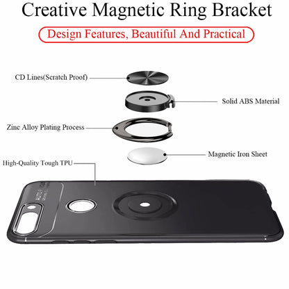 NALIA Ringhülle für Huawei Y7 (2018) – Ring-Ständer 360° & für Magnet-Halter – GRIP360 (Mattiertes Silikon Case) – Marke aus Berlin