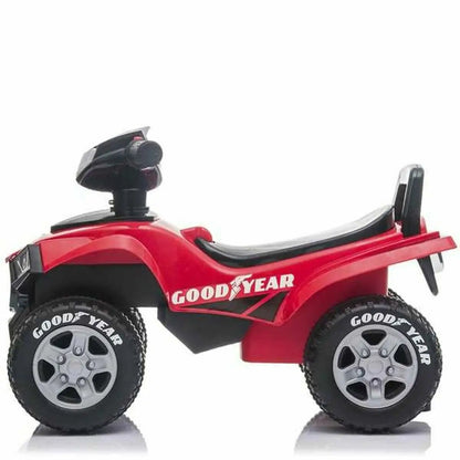 Rotes und schwarzes goodyear kinder elektro atv mit robusten reifen rutschauto good year rot seitliche ansicht