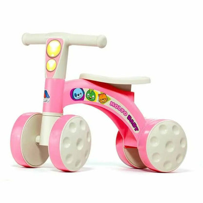 Pink und cremefarbener molto baby laufrad mit bunten cartoonfiguren auf dem rahmen rutschauto molto 21210