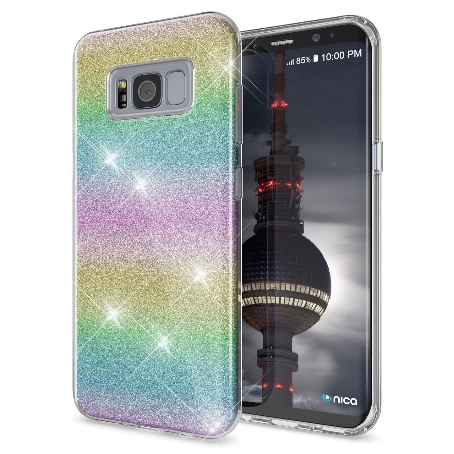 NALIA Glitzerhülle für Samsung Galaxy S8 Plus – Funkelnder Glitzer-Look & Grip – SHINEPOP (Silikon Case) – Marke aus Berlin