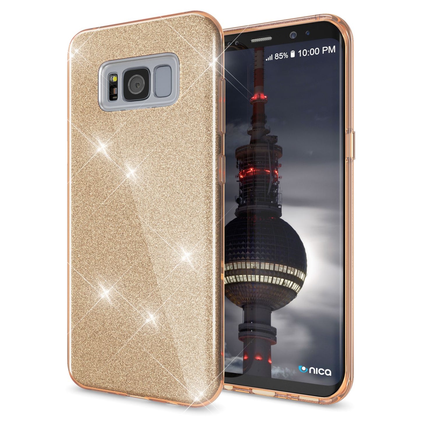 NALIA Glitzerhülle für Samsung Galaxy S8 – Funkelnder Glitzer-Look & Grip – SHINEPOP (Silikon Case) – Marke aus Berlin