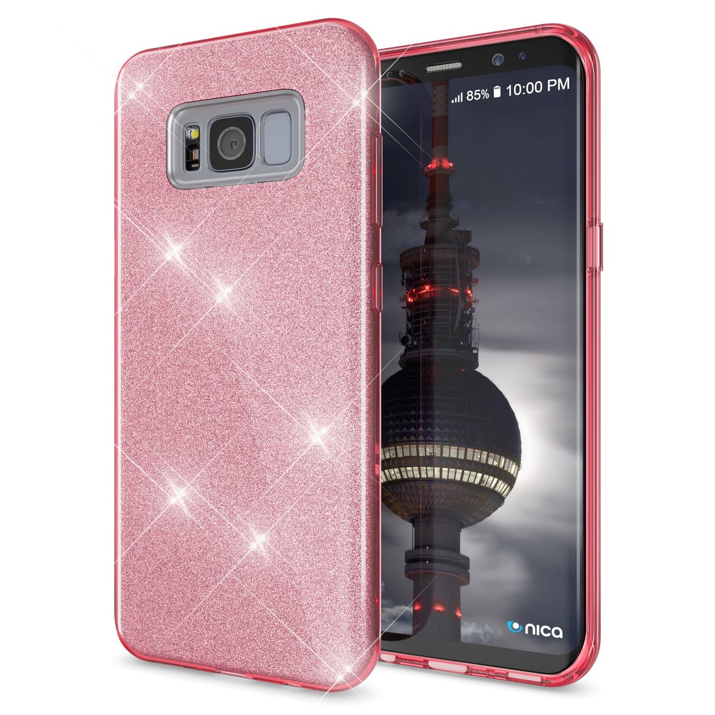 NALIA Glitzerhülle für Samsung Galaxy S8 – Funkelnder Glitzer-Look & Grip – SHINEPOP (Silikon Case) – Marke aus Berlin