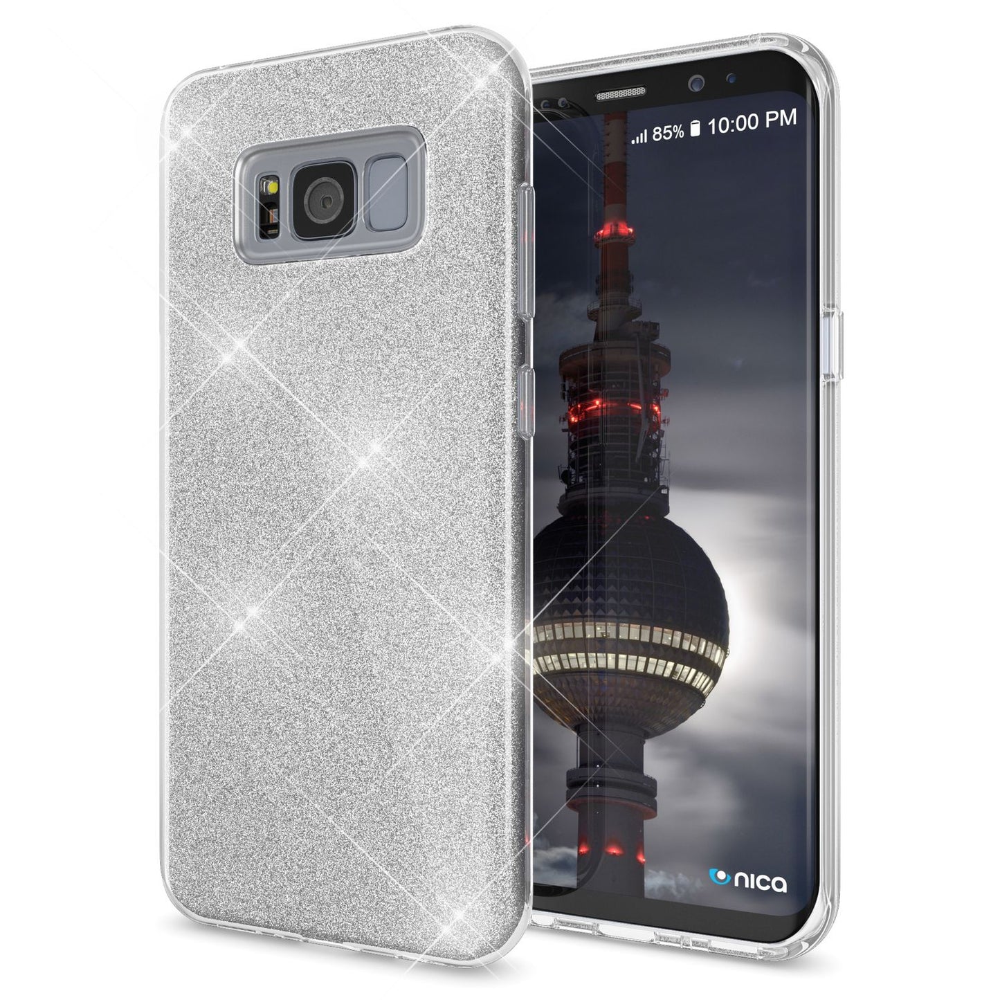 NALIA Glitzerhülle für Samsung Galaxy S8 – Funkelnder Glitzer-Look & Grip – SHINEPOP (Silikon Case) – Marke aus Berlin
