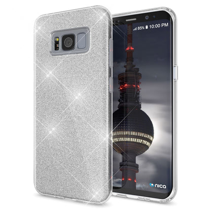 NALIA Glitzerhülle für Samsung Galaxy S8 – Funkelnder Glitzer-Look & Grip – SHINEPOP (Silikon Case) – Marke aus Berlin