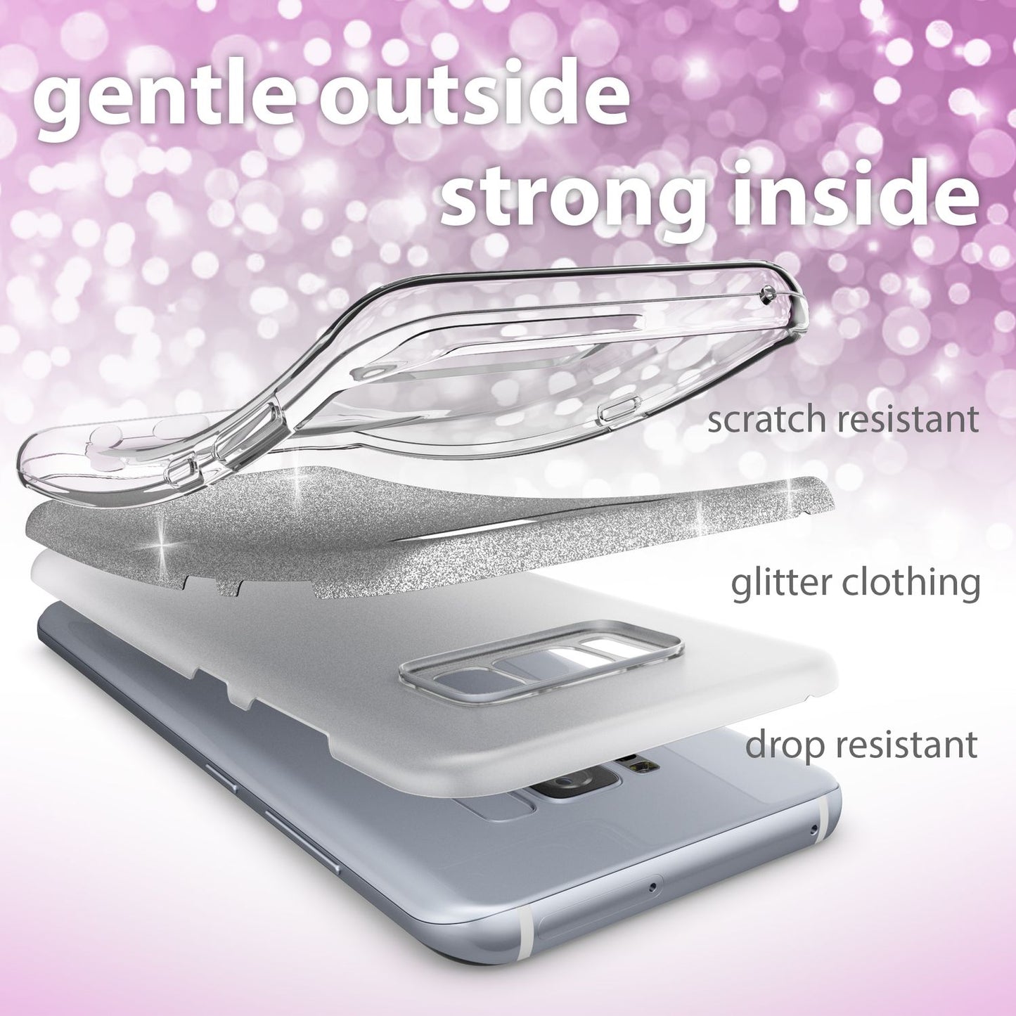 NALIA Glitzerhülle für Samsung Galaxy S8 – Funkelnder Glitzer-Look & Grip – SHINEPOP (Silikon Case) – Marke aus Berlin