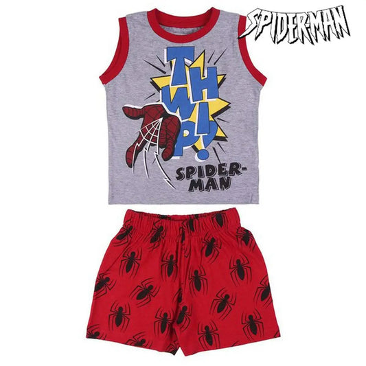 Grau rotes spider-man ärmelloses kinderschlafanzugoberteil mit auffälligem grafikdruck
