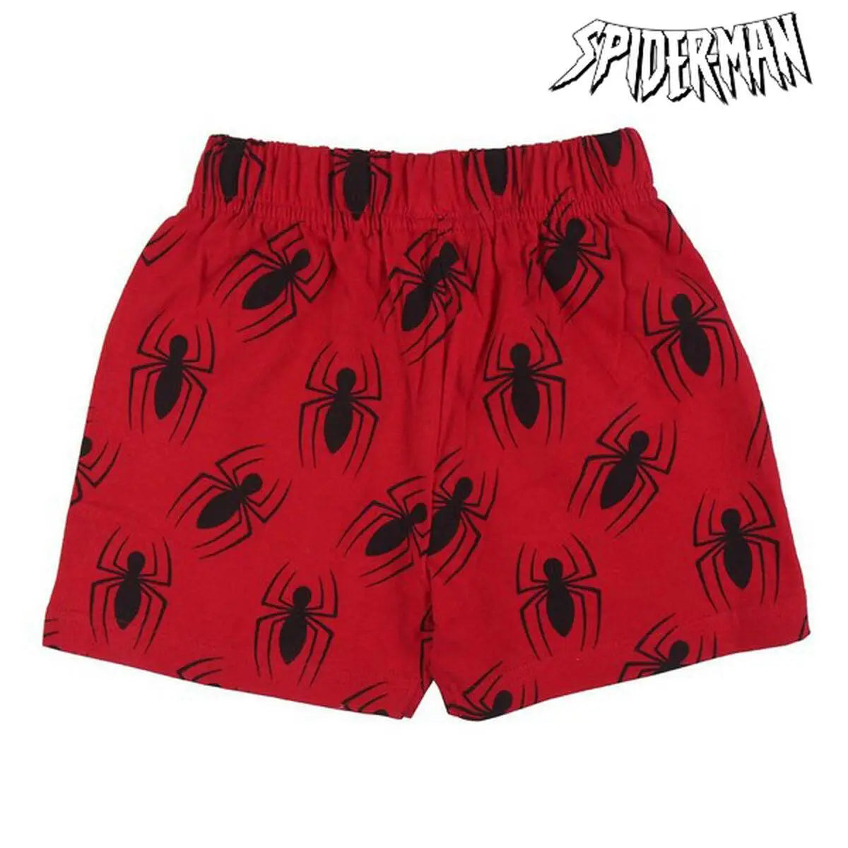 Roter spider-man boxershort mit schwarzen spider-motiven für kinder schlafanzug grau