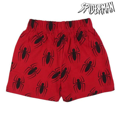 Roter spider-man boxershort mit schwarzen spider-motiven für kinder schlafanzug grau