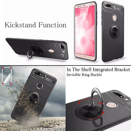 NALIA Ringhülle für Huawei Y7 (2018) – Ring-Ständer 360° & für Magnet-Halter – GRIP360 (Mattiertes Silikon Case) – Marke aus Berlin