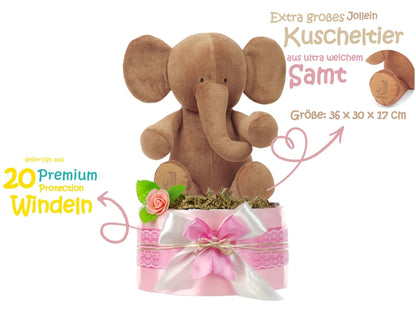 Windeltorte Mädchen LITTLE PEANUT rosa | personalisierbar