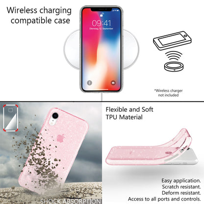 NALIA Glitzerhülle für iPhone XR – Funkelndes Silikon Case – DAZZLIN (Transparent & Stoßfest) – Marke aus Berlin