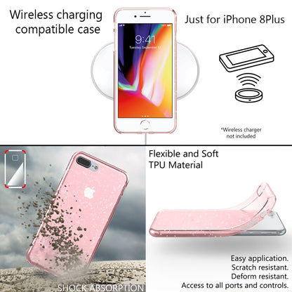 NALIA Glitzerhülle für iPhone 7 Plus / 8 Plus – Funkelndes Silikon Case – DAZZLIN (Transparent & Stoßfest) – Marke aus Berlin
